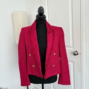 ZARA Fuschia pink tweed blazer